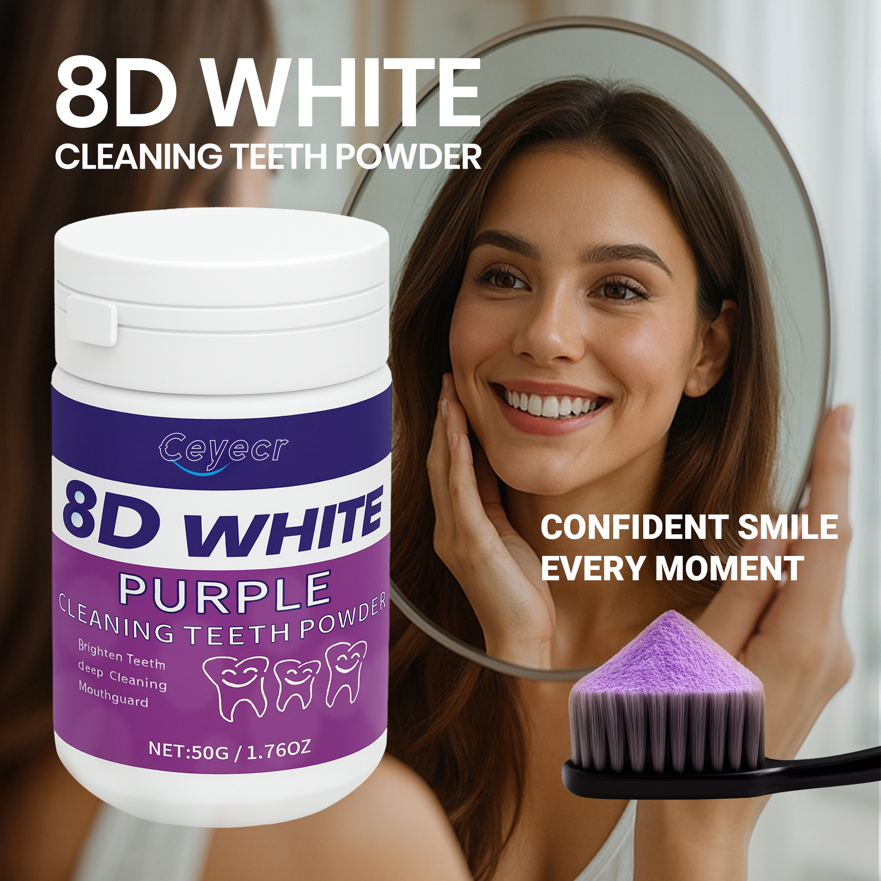 Teeth Whitening Clinic - 8D white Teeth Whitening Powder, 50g/1.76.Oz